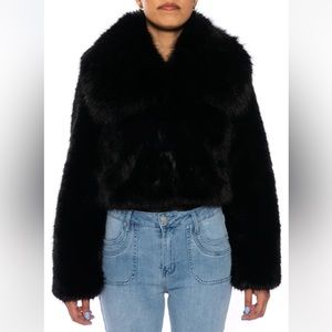 Azalea Wang Black Faux Fur Jacket